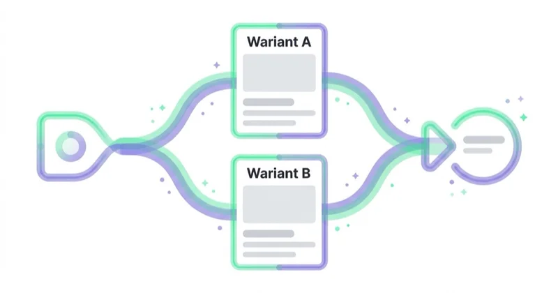 Diagram: Eksperymenty w App Store i Google Play — Wariant A, Wariant B.
