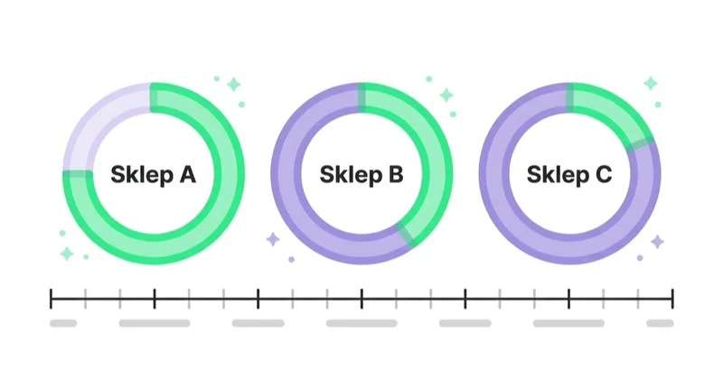 Diagram: Dlaczego publiczne średnie się różnią — Sklep A, Sklep B, Sklep C.