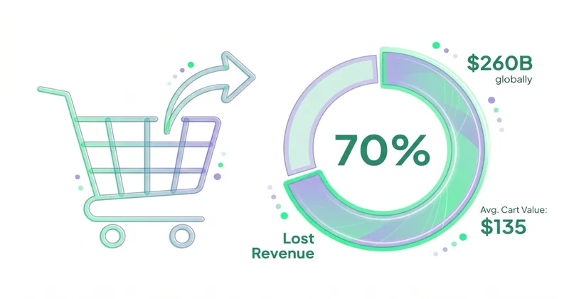 Statystyki porzuconych koszyków: 70% globalny średni cart abandonment, $260 mld lost revenue