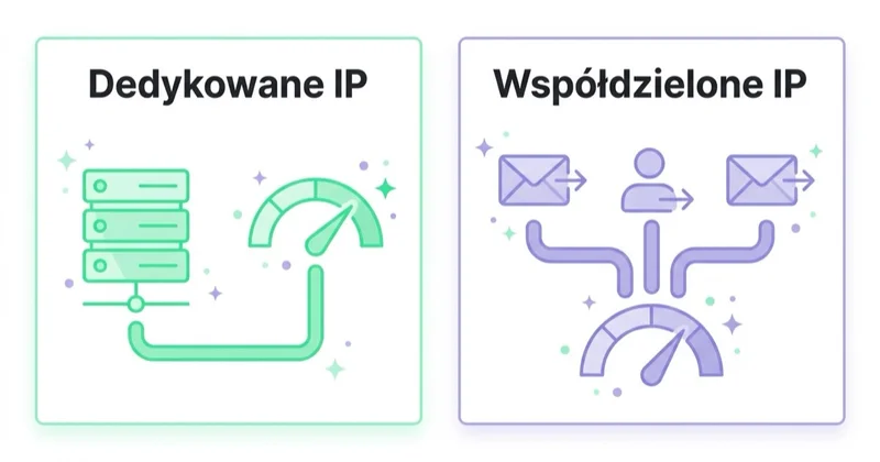 Diagram: dedykowane vs współdzielone IP.