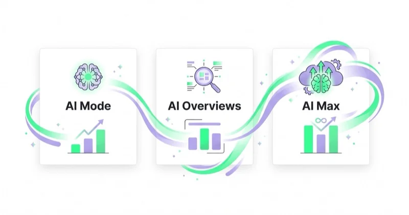 Porównanie AI Mode, AI Overviews i AI Max
