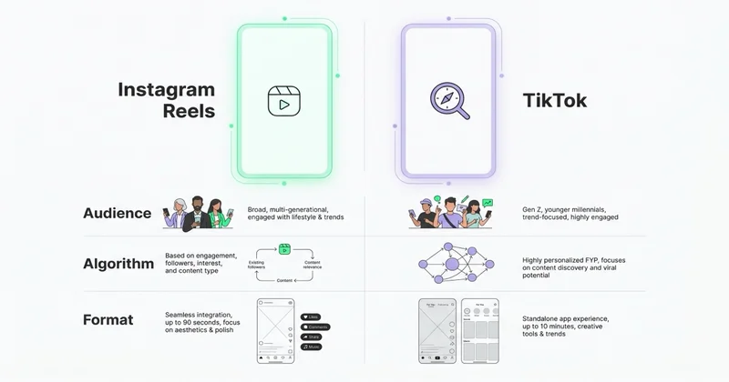 Porównanie Instagram Reels vs TikTok: audience, algorytm, format