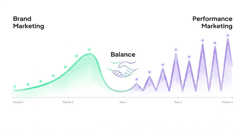 Brand vs Performance Marketing: długoterminowy growth curve vs short-term conversion peaks