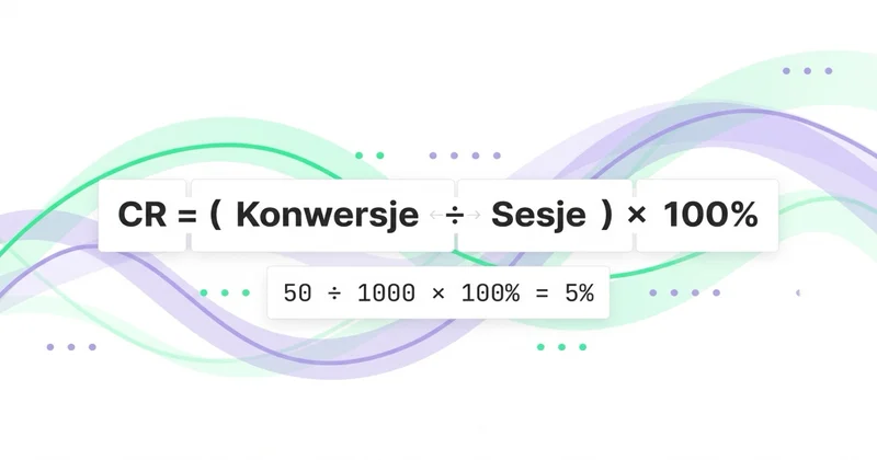 Formuła współczynnika konwersji: CR = (konwersje / sesje) × 100%