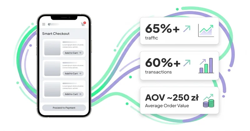Statystyki mobile commerce PL 2026: 65%+ ruchu, 60%+ transakcji, AOV ~250 zł