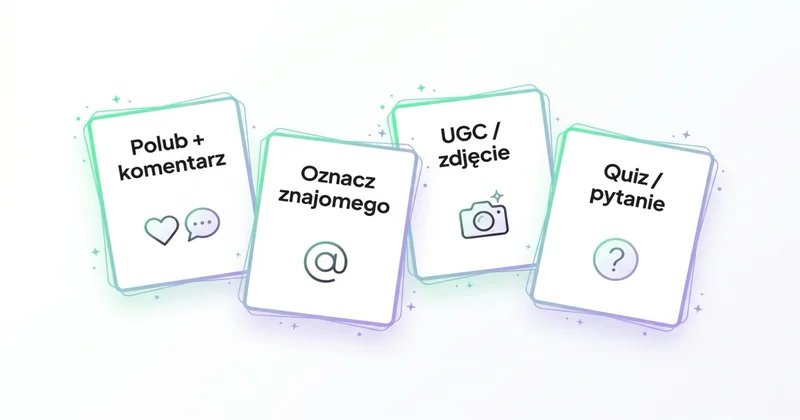 Mechaniki konkursów FB: polub+komentarz, oznacz znajomego, UGC, quiz