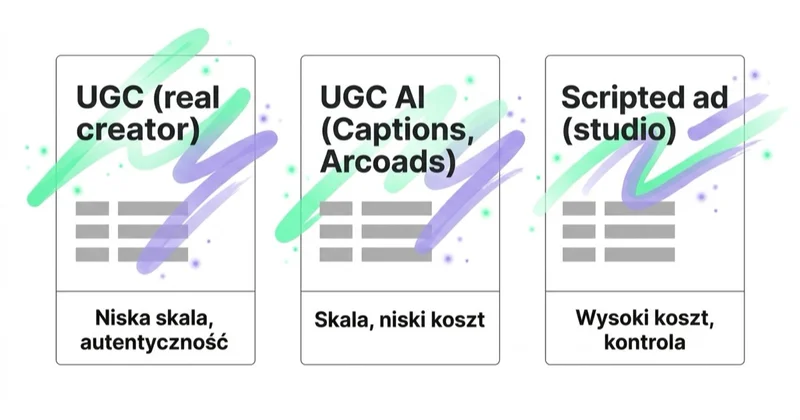 UGC, UGC AI i scripted — porównanie trzech formatów.