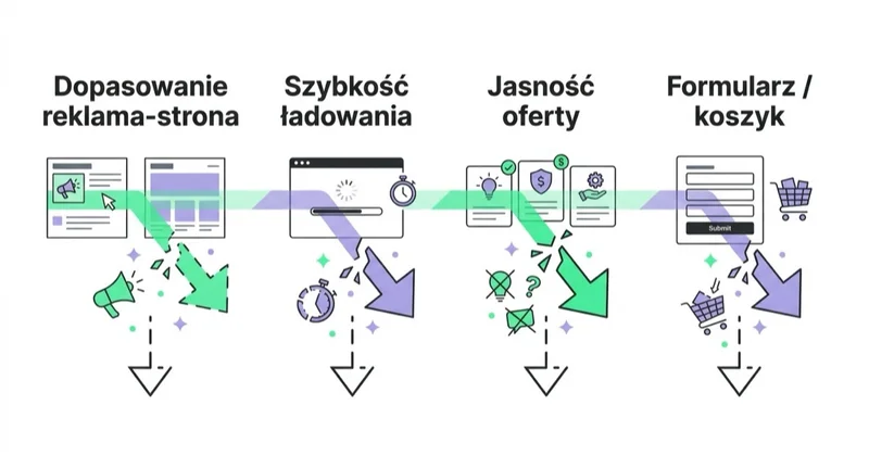 Diagram: gdzie znika wynik między kliknięciem a konwersją.