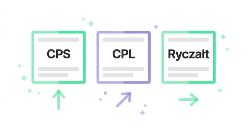 Diagram: Modele rozliczenia i zachowania, które premiują — CPS, CPL, Ryczałt.