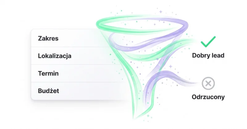 Kwalifikacja leada budowlanego: zakres, lokalizacja, termin i budżet odsiewają dobre zapytania od odrzuconych.