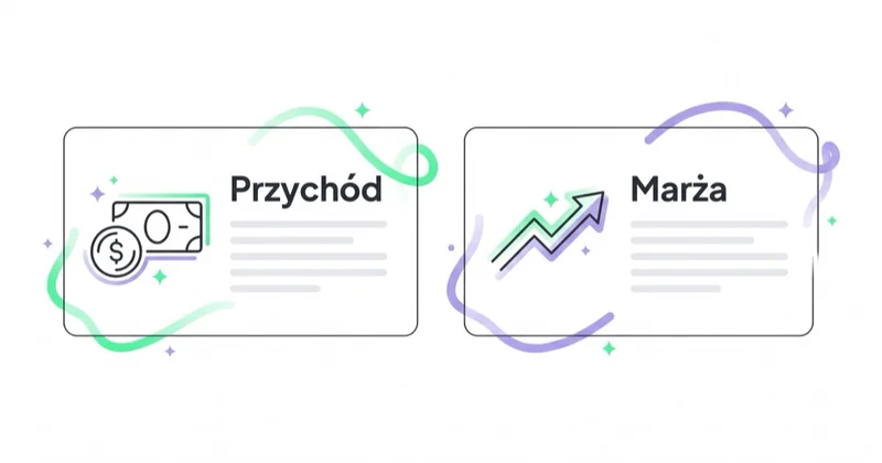 Dwie osobne karty zestawiające przychód i marżę jako możliwe wartości konwersji przekazywane do Google Ads.