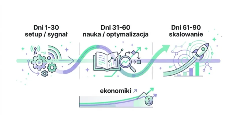 Diagram: pierwsze 90 dni w trzech fazach.