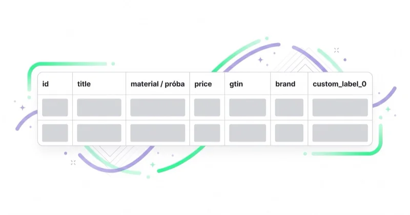 Feed produktowy biżuterii z polami próba, gtin, brand i custom label