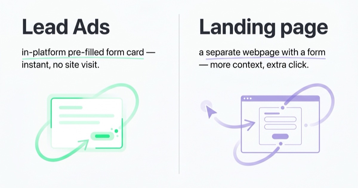 Porównanie Facebook Lead Ads z formularzem w aplikacji i landing page
