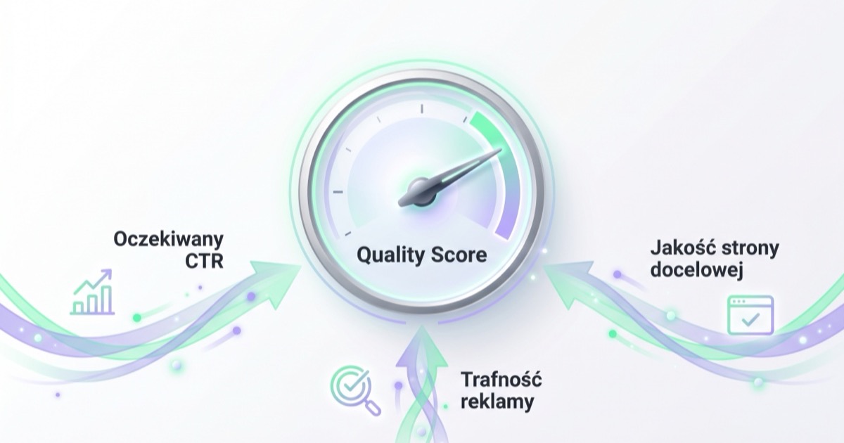 Komponenty wyniku jakości: oczekiwany CTR, trafność reklamy, jakość strony docelowej